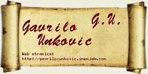 Gavrilo Unković vizit kartica